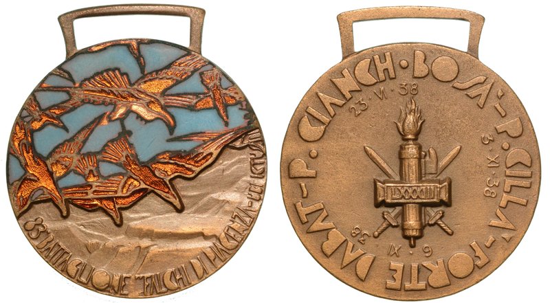83° BATTAGLIONE FALCHI DI PIACENZA - Medaglia anno XVI 1938,
diam. 30