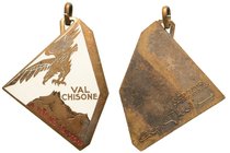 4° REGGIMENTO ALPINI. Val Chisone - Medaglia anno XXI 1942., dim. 38x50
La data sulla medaglia ricorda
la conquista dell’Uzdomir
