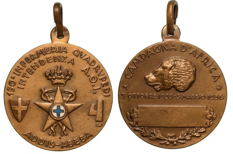 150° INFERMERIA QUADRUPEDI A.O.I.- Medaglia anni XIII 1935-XIV 1936.
Opus: S.J....