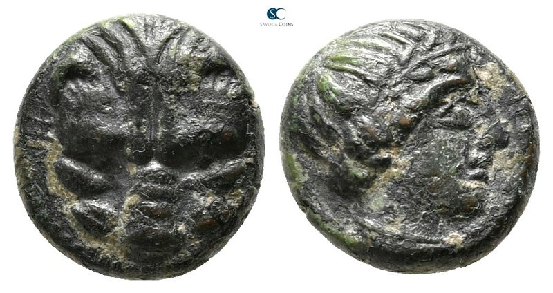 Bruttium. Rhegion circa 415-387 BC. 
Bronze Æ

10 mm., 1,29 g.



very fi...