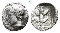 Macedon. Chalkidian League 420-390 BC. Trihemiobol AR