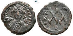 Tiberius II Constantine AD 578-582. Theoupolis (Antioch). Half follis Æ