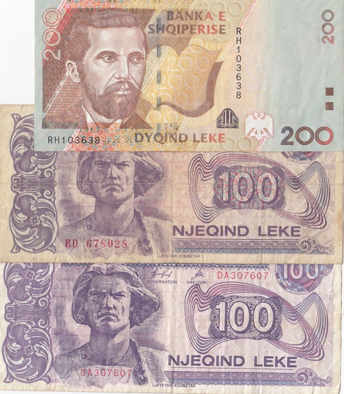 Albania, 100 Leke (2) and 200 Leke, 1994/2012, VF, (Total 3 banknotes)
Estimate...