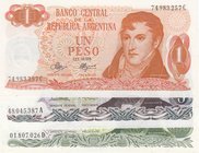 Argentina, 1 Peso, 5 Pesos Argentinos and 500 Pesos, 1974/1993, UNC, p293, p303c, p314, (Total 3 banknotes)
Estimate: 15-30