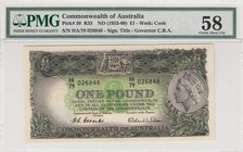 Australia, 1 Pound, 1953, AUNC, p30
PMG 58, Queen Elizabeth II portrait, serial number: HA/79 026848
Estimate: 150-300
