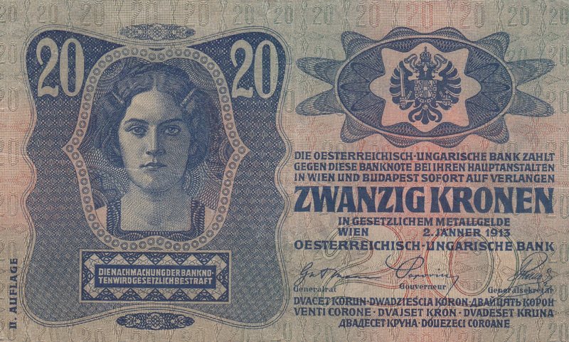 Austria, 20 Kronen, 1913, VF, p13
Austria- Hungarian Bank, serial number: 83604...