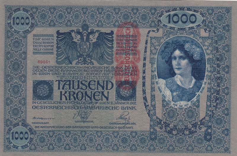 Austria, 1.000 Kronen, 1919, UNC, p59
serial number: 69051
Estimate: 25-50