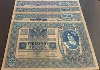 Austuria, 1000 Kronen, 1902, FINE+, p8a (Total 4 Banknotes)
Serial numbers: 1499, 1626, 1637, 1675
Estimate: 15-30