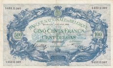 Belgium, 500 Francs or 100 Belgas, 1943, VF (+), p109
serial number: 1452.U.307
Estimate: 40-80