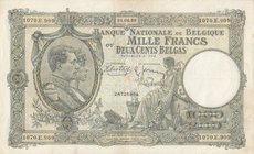 Belgium, 1.000 Francs or 200 Belgas, 1939, XF, p110
serial number: 1070.E.999
Estimate: 50-100