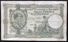 Belgium, 1.000 Francs or 200 Belgas, 1942, FINE, p110
serial number: 1543 M 414
Estimate: 20-40