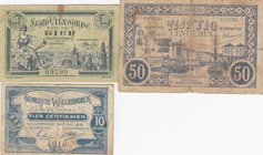 Belgium, 10 Centimes (2), 50 Centimes, 1918, FINE / XF, (Total 3 bankotes)
Estimate: 25-50