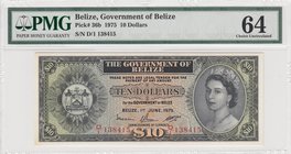 Belize, 10 Dollars, 1975, UNC, p36b
PMG 64, Queen Elizabeth II portrait, serial number: D/1 138415
Estimate: 500-1000