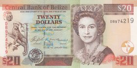 Belize, 20 Dollars, 2005, UNC, p69
Queen Elizabeth II portrait, serial number: DB 974219
Estimate: 75-150