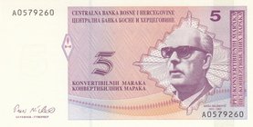 Bosnia-Herzegovina, 5 Maraka, 1998, UNC, p62a
serial number: A0579260
Estimate: 20-40