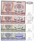 Bosnia Herzegovina, 10 Dinara (2), 50 Dinara and 10.000.000 Dinara, 1992/1993, UNC, p133, p134, p144, (Total 4 banknotes)
Estimate: 15-30