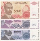 Bosnia Herzegovina, 50.000 Dinara, 100.000 Dinara and 1.000.000 Dinara, 1993, UNC, p153, p154, p154, (Total 3 banknotes)
Estimate: 15-30