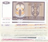 Bosnia Herzegovina, 10 Dinara (4), 100 Dinara (2), 500 Dinara, 1000 Dinara, 10000 Dinara, 50000 Dinara and 100000 Dinara, 1992, UNC, (Total 12 banknot...