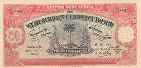 British West Afrika, 20 Shillings, 1933, UNC, p8
serial number: C/3 198202
Estimate: 150-300