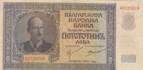 Bulgaria, 500 Leva, 1942, XF (-), p60
serial number: A0 125619
Estimate: 25-50