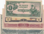 Burma, 1 Rupee, 5 Rupees, 10 Rupees and 100 Rupees, 1944, AUNC/UNC,p14, p15, p16, p17, (Total 4 banknotes)
Banknote printed in the Japanese occupatio...