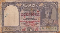 Burma, 100 Rupees, 1945, POOR, p28
serial number: D/66 920428
Estimate: 50-100