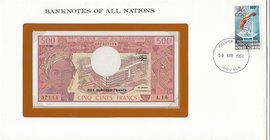 Cameroun, 500 Francs, 1983, UNC, p15d, FOLDER
Banknotes Of All Nations, serial number: 37114/A.16
Estimate: 25-50