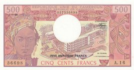 Cameroun, 500 Francs, 1983, UNC, p15d
serial number: 36698/A.16
Estimate: 25-50
