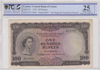 Ceylon, 100 Rupees, 1953, VF, p53
PCGS 25, Queen Elizabeth II portrait, serial number: V/27 57699
Estimate: 250-500