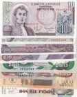 Colombia, 10 Pesos, 20 Pesos, 50 Pesos, 100 Pesos, 200 Pesos and 500 Pesos, 1977/2010, UNC, (Total 9 banknotes)
Estimate: 25-50