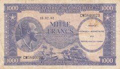 Congo Democratic Republic, 1.000 Francs, 1962, VF, p2a
serial number: CM 5846023
Estimate: 100-200