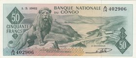 Congo Demokratic Republic, 50 Francs, 1962, UNC, p5
serial number: A/14 402906
Estimate: 100-200