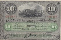 Cuba, 10 Pesos, 1896, XF, p49b
El Banco Espanol De La Isle De Cuba, serial number: 317187
Estimate: 50-100