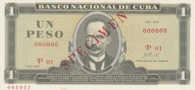 Cuba, 1 Peso, 1970, UNC, p102, SPECIMEN
serial number: P01 000000
Estimate: 15-30