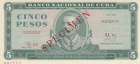 Cuba, 5 Pesos, 1972, UNC, p103b, SPECIMEN
serial number: U 01 000000
Estimate: 15-30