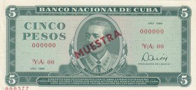 Cuba, 5 Pesos, 1984, UNC, p103c, SPECIMEN
serial number: YA 00000
Estimate: 15-30