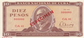 Cuba, 10 Pesos, 1978, UNC, p104b, SPECIMEN
serial number: CA 01 000000
Estimate: 20-40