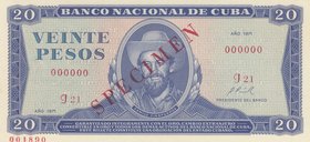 Cuba, 20 Pesos, 1971, UNC, p105a, SPECIMEN
serial number: I21 00000
Estimate: 25-50
