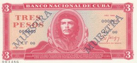Cuba, 3 Pesos, 1986, UNC, p107a, SPECIMEN
Che Guevara portrait, serial number: CF 00 00000
Estimate: 15-30