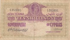 Cyprus, 10 Shillings, 1947, POOR, p23
serial number: F/6 350891
Estimate: 150-300