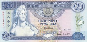 Cyprus, 20 Pounds, 1992, UNC, p56a
serial number: B 019437
Estimate: 200-400