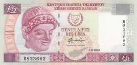 Cyprus, 5 Pounds, 2003, UNC, p61b
serial number: R 823662
Estimate: 20-40
