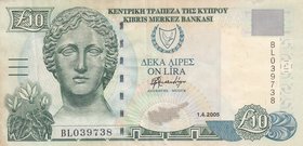 Cyprus, 10 Pounds, 2005, XF (-), p62e
serial number: BL 039738
Estimate: 25-50