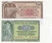 Czechoslovakia, 50 Korun and 100 Korun, 1953, UNC, p65, p66, (Total 2 banknotes)
serial numbers: AK 632640 and CN 144189
Estimate: 15-30
