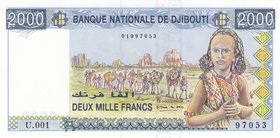 Djibouti, 2.000 Francs, 1997, UNC, p40
serial number: U.001/97053
Estimate: 20-40