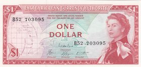 East Caribbean States, 1 Dollar, 1974, UNC, p13e
Queen Elizabeth II portrait, serial number: B52 703095
Estimate: 40-80