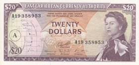 East Caribbean, 20 Dollars, 1965, UNC, p15h
Queen Elizabeth II portrait, serial number: A19 358953
Estimate: 250-500