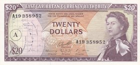 East Caribbean States, 20 Dollars, 1965, AUNC (-), p15h
Queen Elizabeth II Portrait, Serial No: A19 358952
Estimate: 150-300