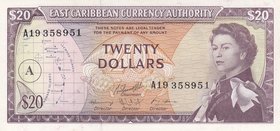 East Caribbean States, 20 Dollars, 1965, AUNC (-), p15h
Queen Elizabeth II Portrait, Serial No: A19 358951
Estimate: 150-300