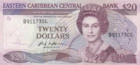 East Caribbean States, 20 Dollars, 1988, XF, p24l1
Queen Elizabeth II Portrait, Serial No: D911730L
Estimate: 125-250
